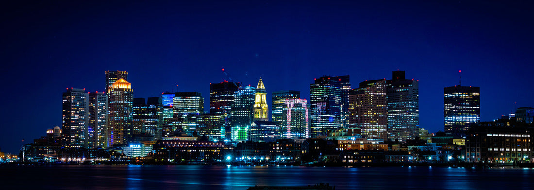 Noah Jigsaw Puzzle Panoramic Night Cityscape Boston Skyline over Boston Harbor panorama 1000 pieces