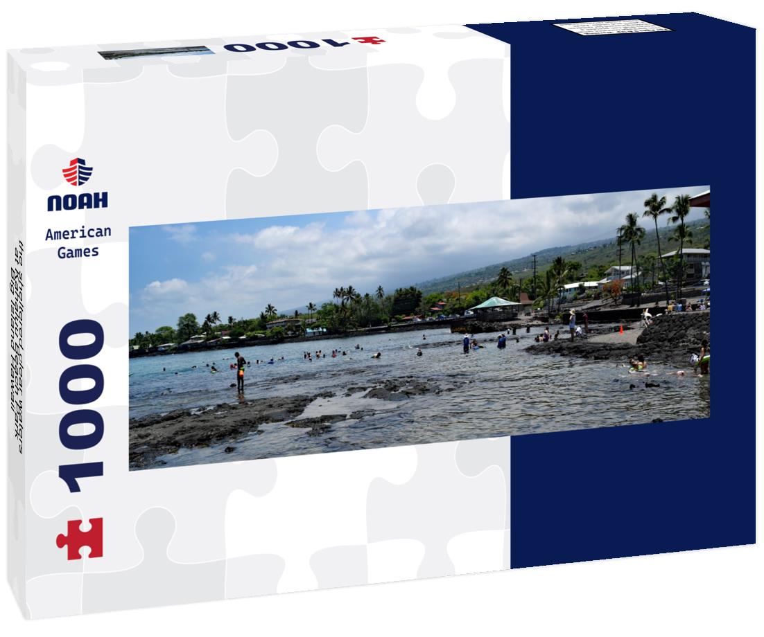 the sheltered clear waters at Kahaluu Beach Park, Big Island Hawaii 1000pc Panoramic Puzzle