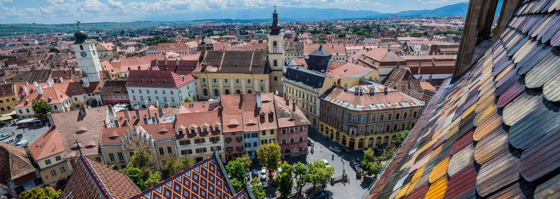 Noah Jigsaw Puzzle Aerial view from Saint Mary Lutheran Cathedral in Sibiu city in Romania with Council Tower and Holy Trinity Roman-Catholic Church panorama 1000 pieces