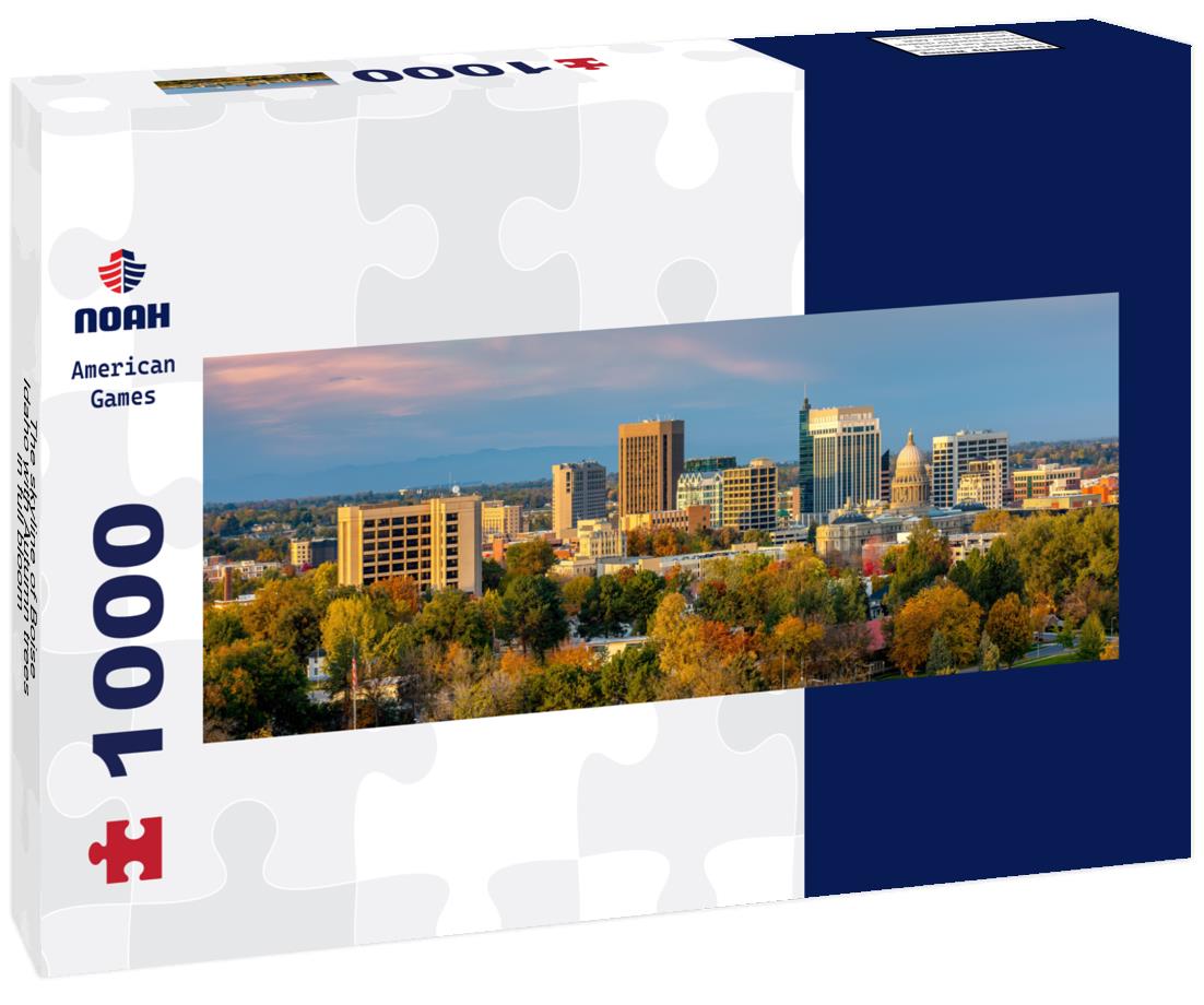 The skyline of Boise Idaho with Autumn trees in full bloom 1000pc Panoramic Puzzle