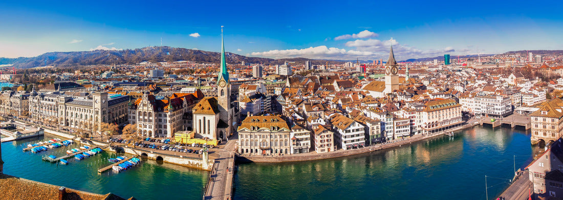 Noah Jigsaw Puzzle View of the historic center of Zurich with the famous Fraumunster Church, the Limmat River and Lake Zurich from the Grossmunster Church, Switzerland panorama 1000 pieces