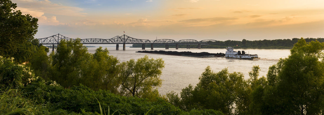Noah Jigsaw Puzzle A pusher boat in the Mississippi River near the Vicksburg Bridge in Vicksburg, Mississippi, USA panorama 1000 pieces