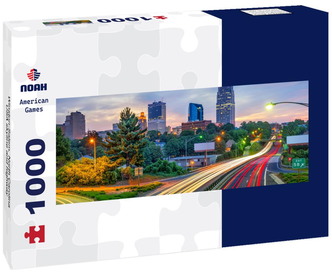 Winston-Salem, North Carolina, USA skyline and highway 1000pc Panoramic Puzzle
