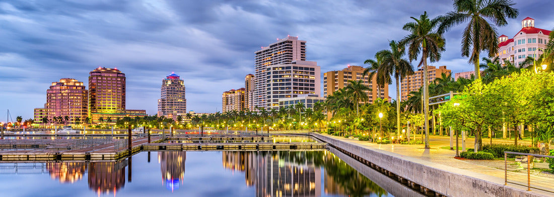 Noah Jigsaw Puzzle West Palm Beach, Florida, USA Downtown Skyline on the waterway panorama 1000 pieces