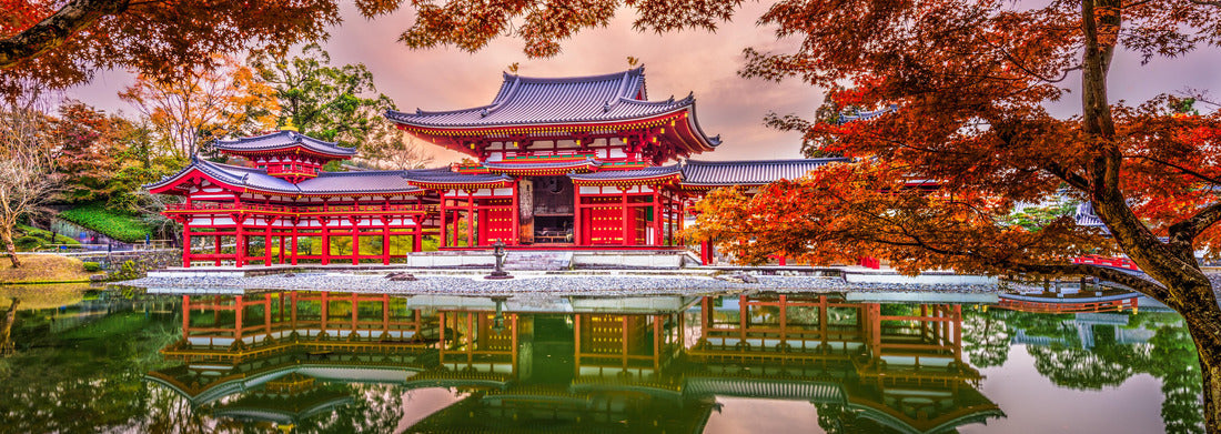 Uji, Kyoto, Japan at Byodoin Temple during autumn season 1000pc Panoramic Puzzle