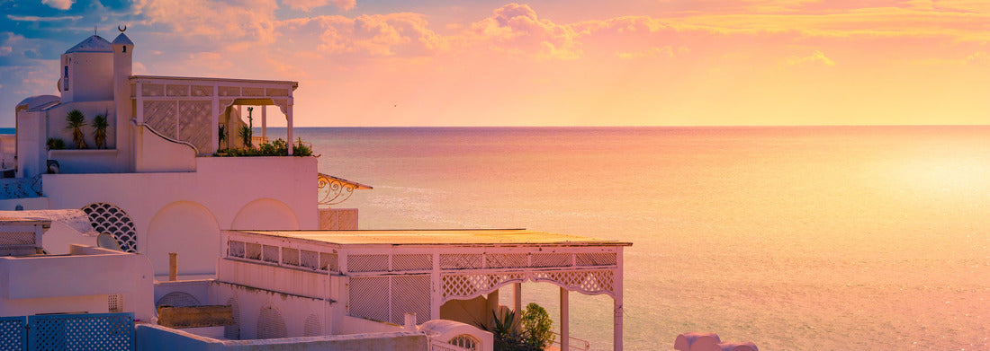 Noah Jigsaw Puzzle Hammamet, Tunisia. Picture of the architecture of the old Medina with dramatic skies at sunset panorama 1000 pieces