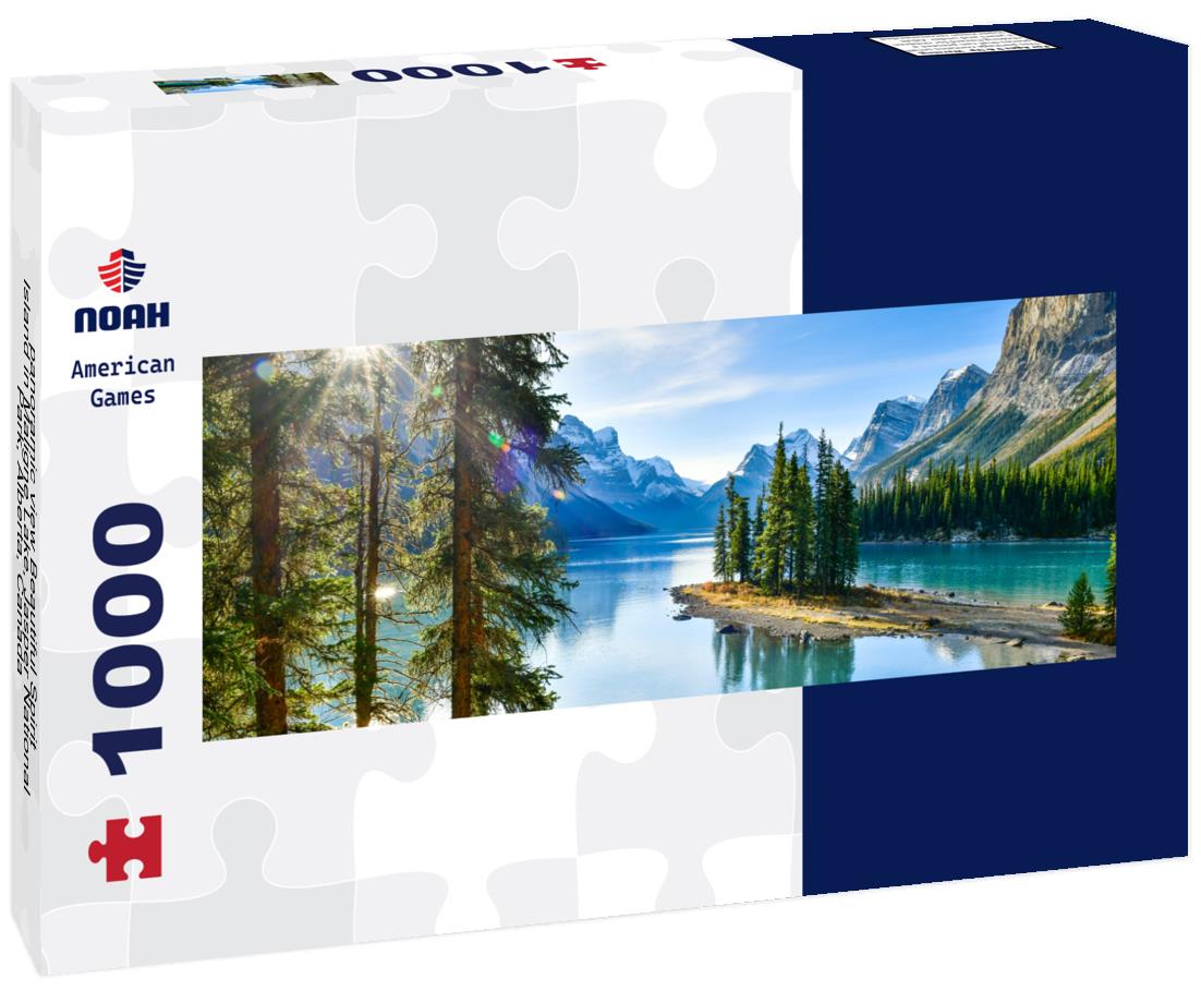 Beautiful Spirit Island in Maligne Lake, Jasper National Park, Alberta, Canada 1000pc Panoramic Puzzle