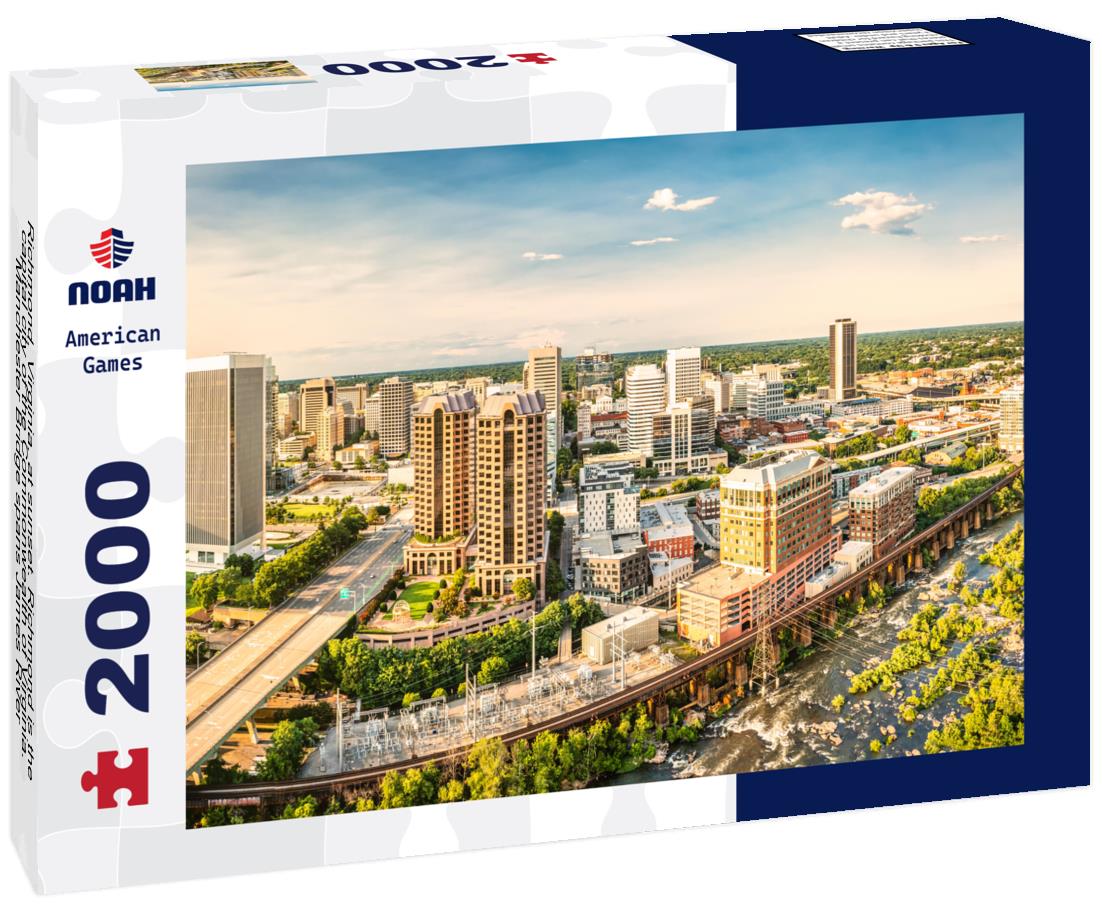 Noah Jigsaw Puzzle Richmond, Virginia, at sunset. Richmond is the capital city of the Commonwealth of Virginia. Manchester Bridge spans James River 2000 pieces