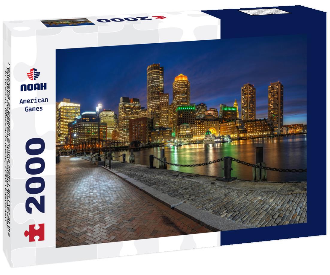 Noah Jigsaw Puzzle Panorama of Boston skyline from Fan Pier at the fantastic twilight time with smooth water river in boston, Massachusetts, USA downtown 2000 pieces