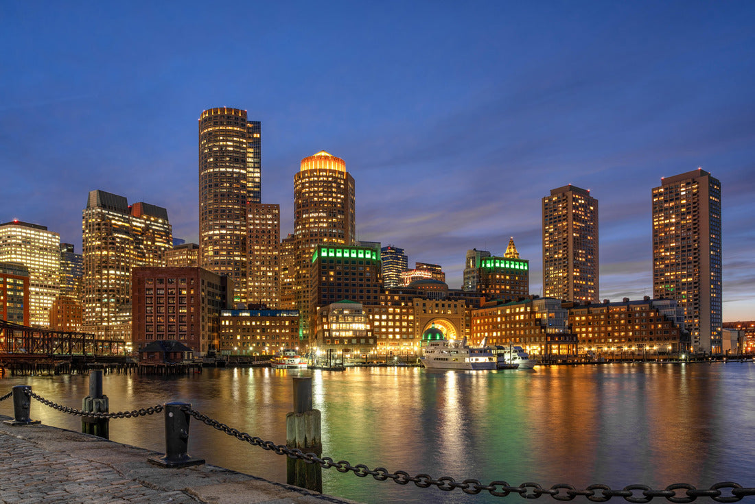 Noah Jigsaw Puzzle Boston skyline from Fan Pier at the fantastic twilight time with smooth water river in boston, Massachusetts, USA downtown skyline 2000 pieces