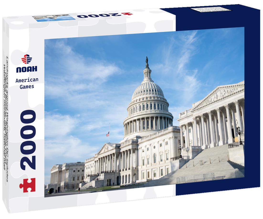 Noah Jigsaw Puzzle Landmarks around Washington DC includes Capitol Building, Supreme Court, Washington monument, national mall 2000 pieces