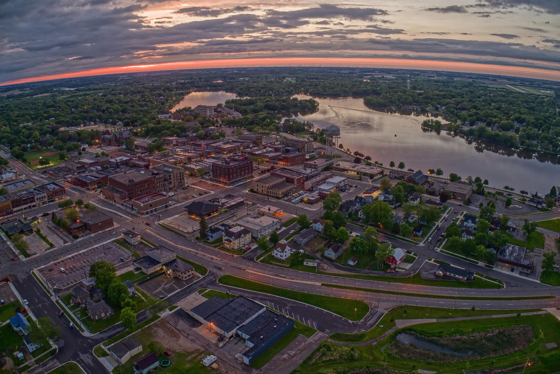 Noah Jigsaw Puzzle Aerial View of Downtown Albert Lea, Minnesota at Dusk in Summer 2000 pieces