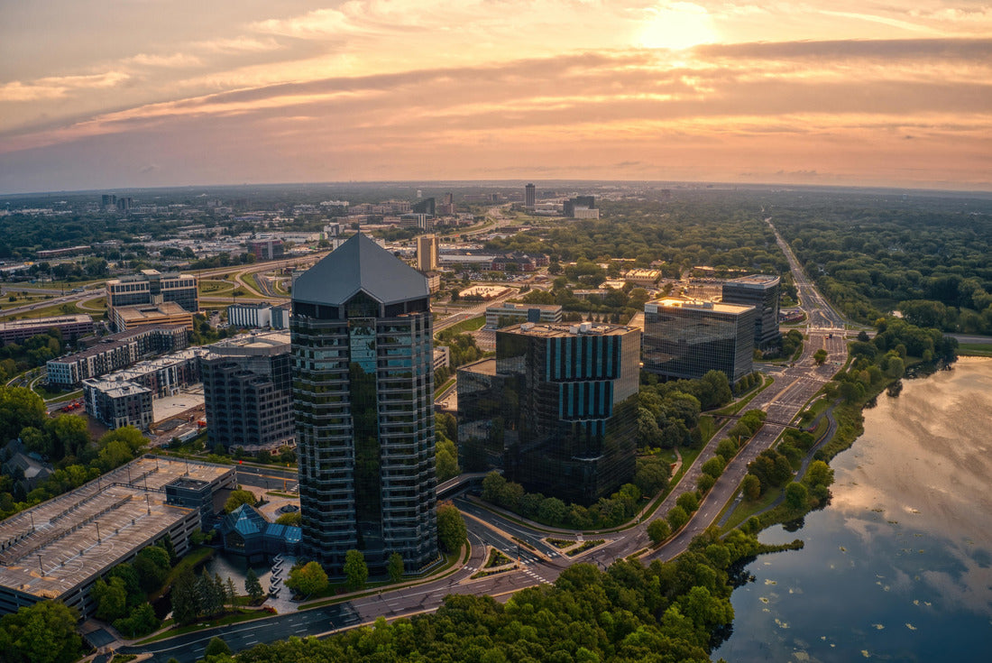 Noah Jigsaw Puzzle Aerial View of the Business District of Edina, Minnesota at Sunrise 2000 pieces