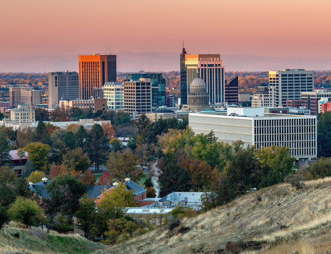 Noah Jigsaw Puzzle City of Boise skyline at sunrise with fall trees 1000 pieces