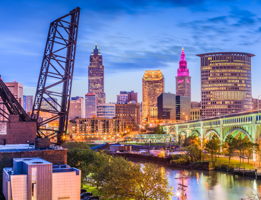 Noah Jigsaw Puzzle Cleveland, Ohio, USA downtown skyline on the river 1000 pieces