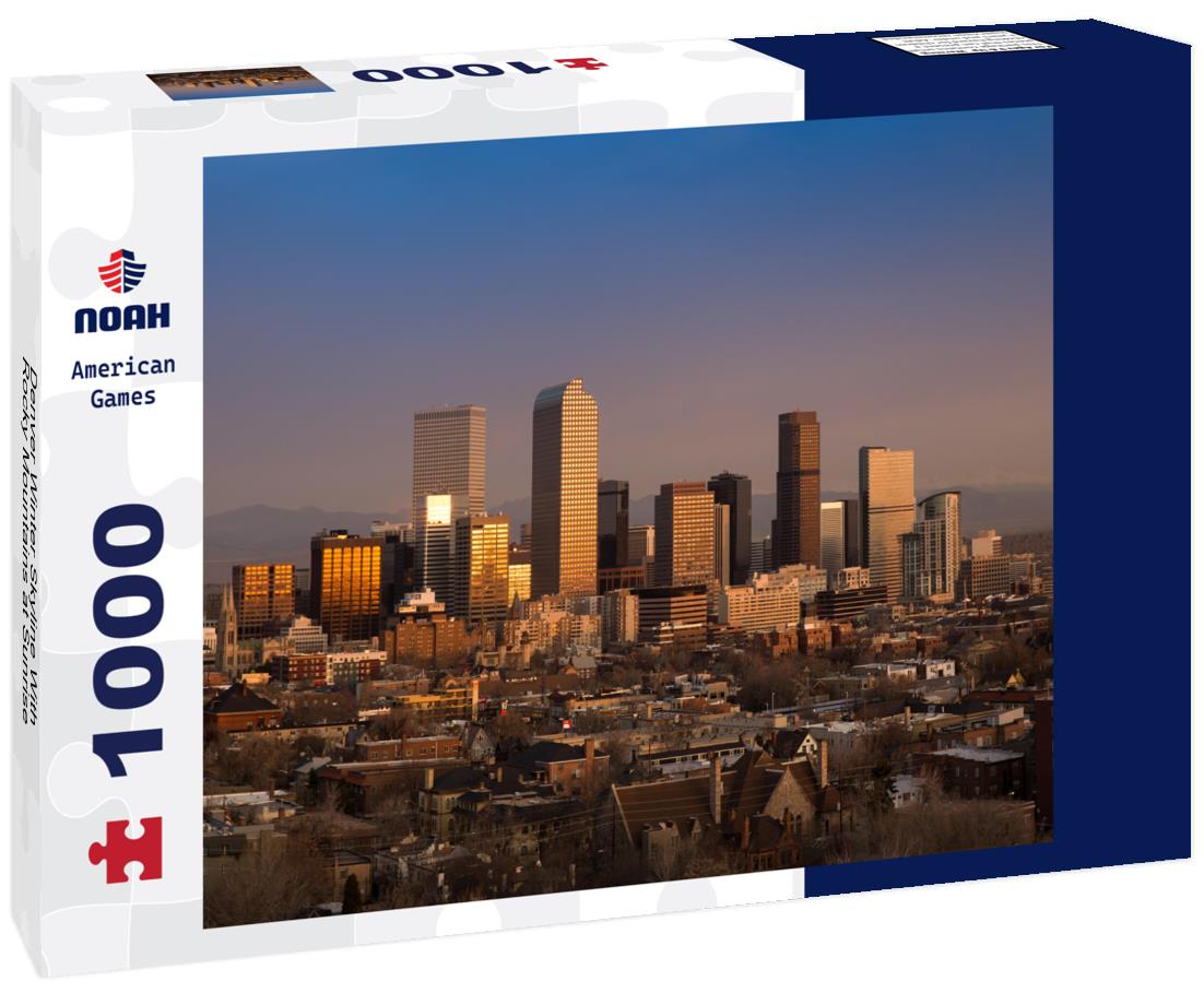 Noah Jigsaw Puzzle Denver Winter Skyline With Rocky Mountains at Sunrise 1000 pieces