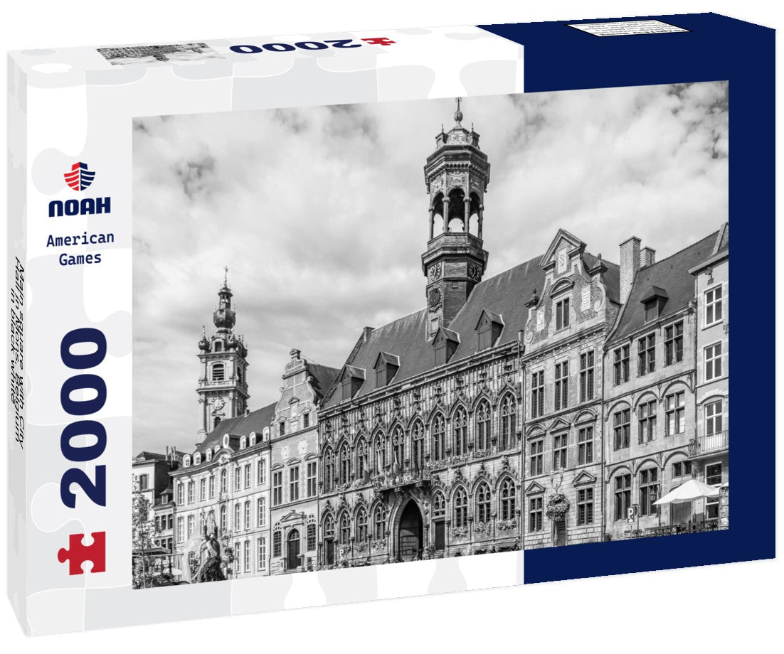 Main square with City Hall in Mons, Belgium 2000pc PuzzleBlack and White