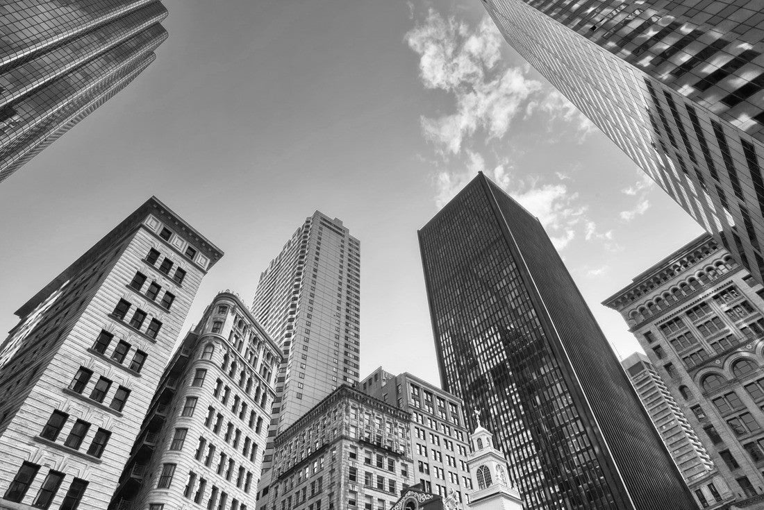 Noah Jigsaw Puzzle Boston downtown financial district and city skyline in black white 2000 pieces