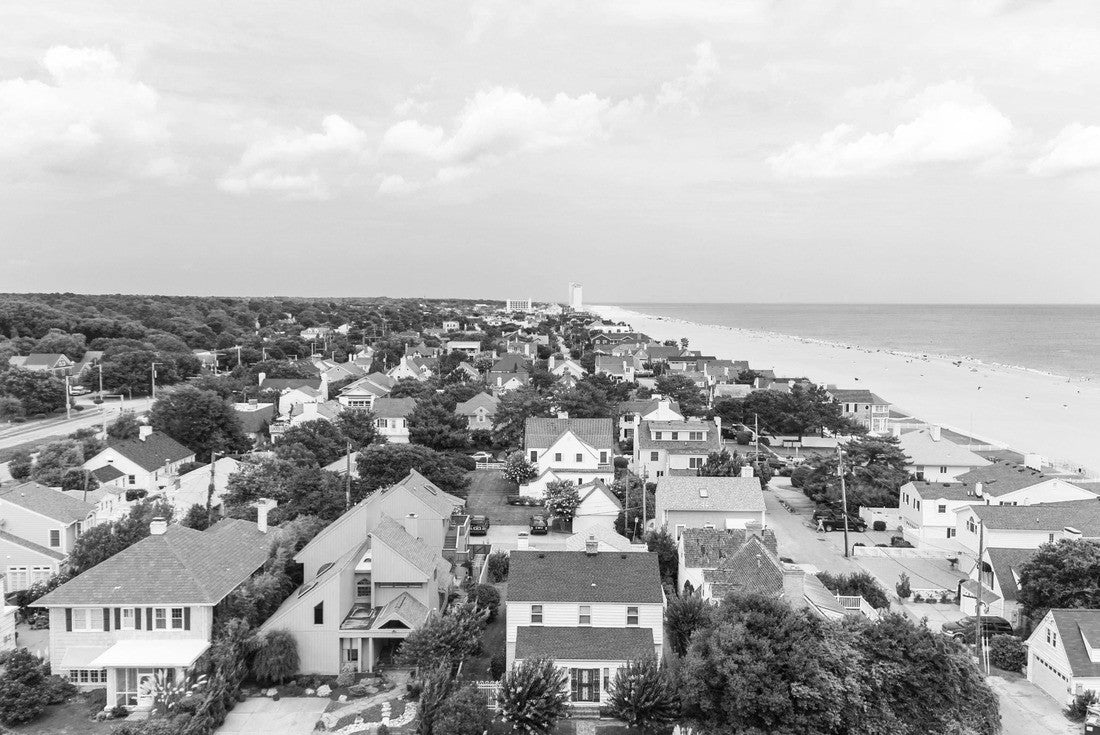 Noah Jigsaw Puzzle View of Virginia Beach Homes and Beach from the Sky in black white 2000 pieces