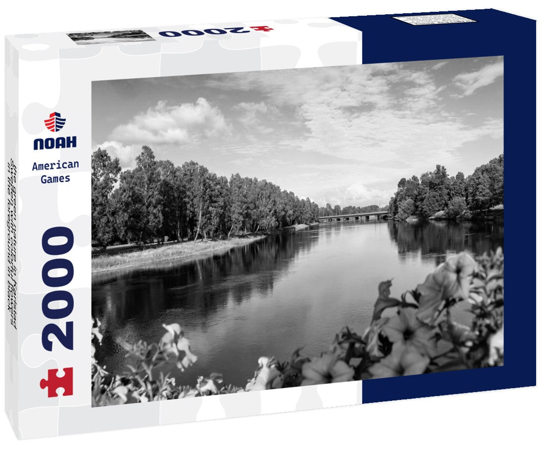 the green nature in Karlstad Sweden with colorful flowers in the foreground 2000pc PuzzleBlack and White