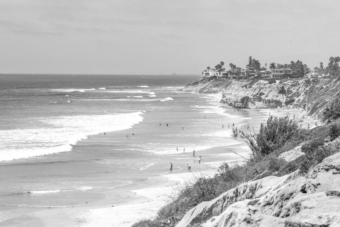 Noah Jigsaw Puzzle Carlsbad bluffs in California overlooking the beach and Pacific Ocean in black white 2000 pieces