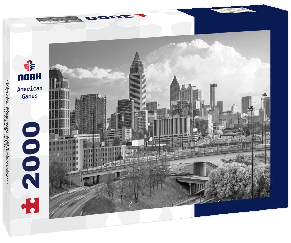 Atlanta, Georgia, USA downtown skyline over highways at dusk 2000pc PuzzleBlack and White