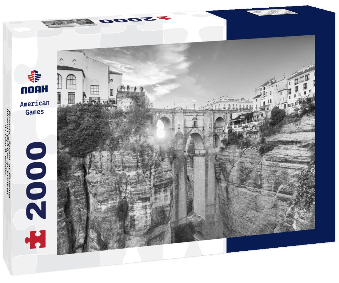 Ronda, Spain at Puente Nuevo Bridge at sunset 2000pc PuzzleBlack and White