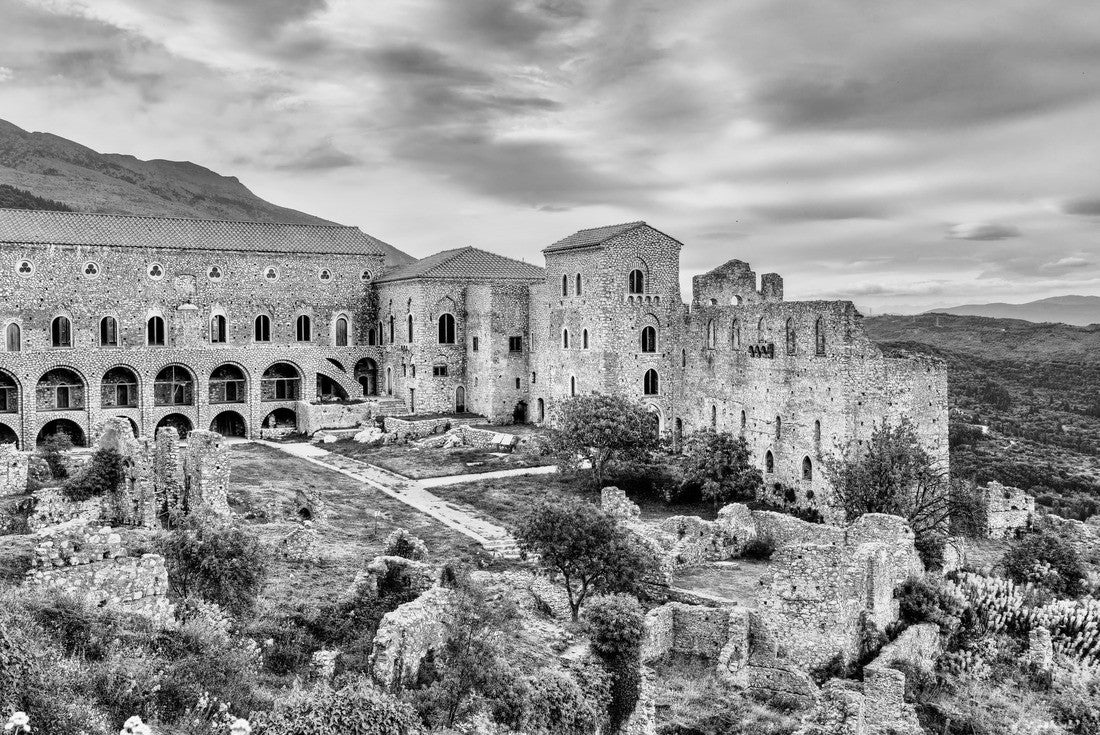 Noah Jigsaw Puzzle The Despot's Palace at Mystras, UNESCO world heritage in Greece in black white 2000 pieces