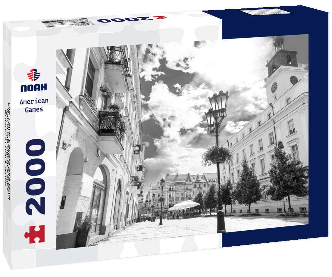 Old Town Square and town hall in the city of Kalisz, Poland 2000pc PuzzleBlack and White