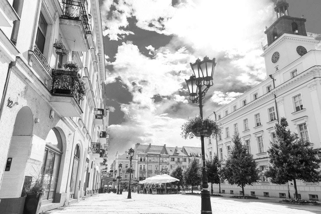 Old Town Square and town hall in the city of Kalisz, Poland 2000pc PuzzleBlack and White