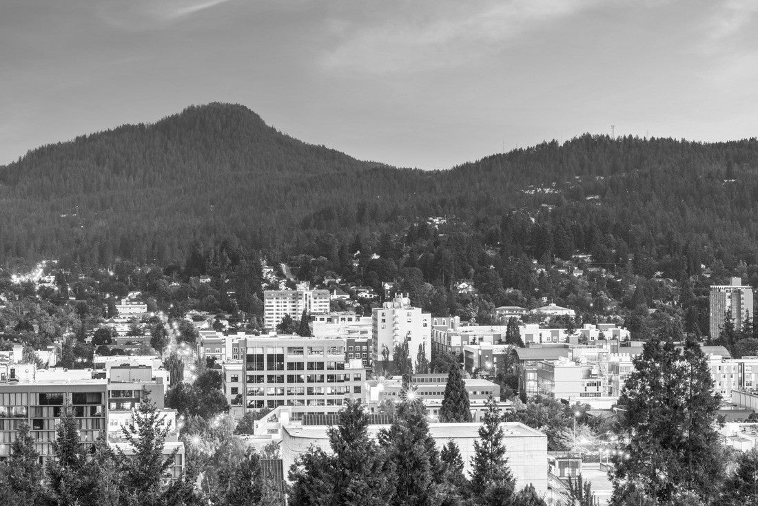 Eugene, Oregon, USA downtown cityscape and mountains at dusk 2000pc PuzzleBlack and White