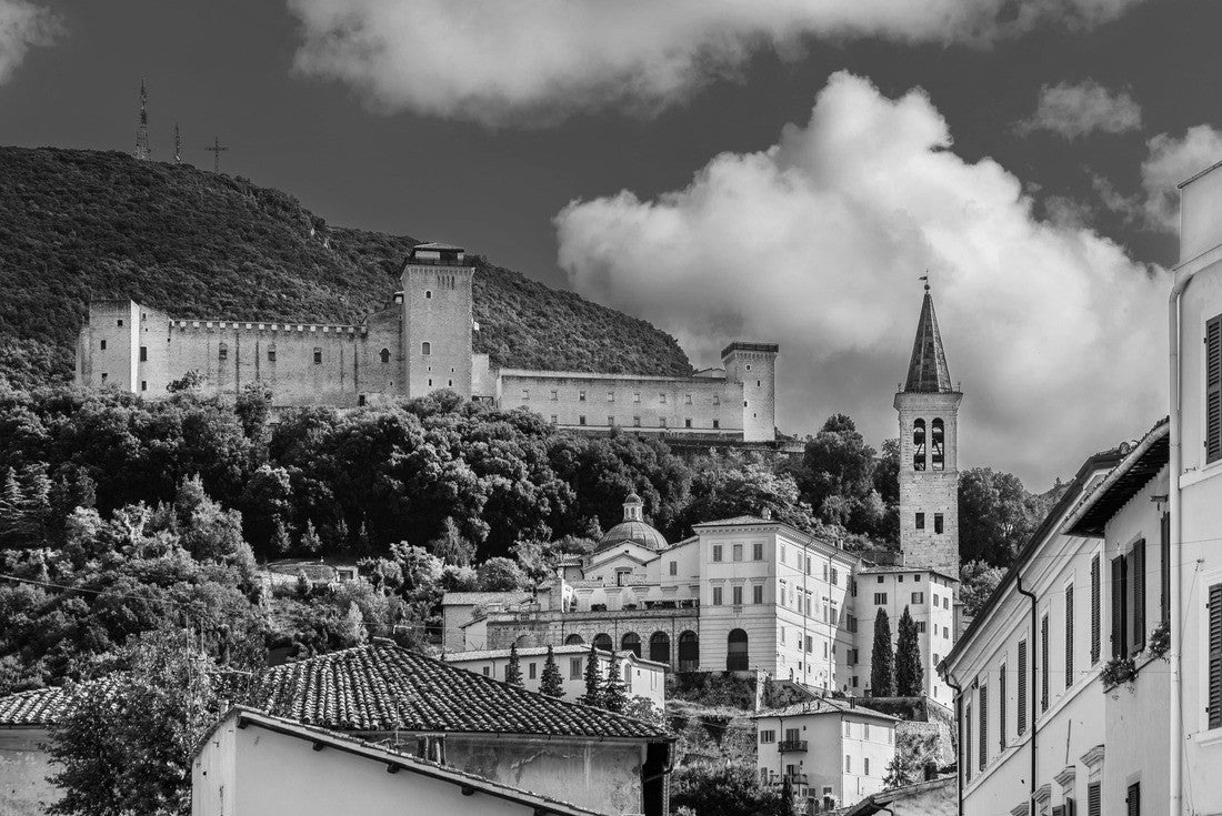 the ancient city of Spoleto in Umbria, with its most famous medieval monuments 2000pc PuzzleBlack and White