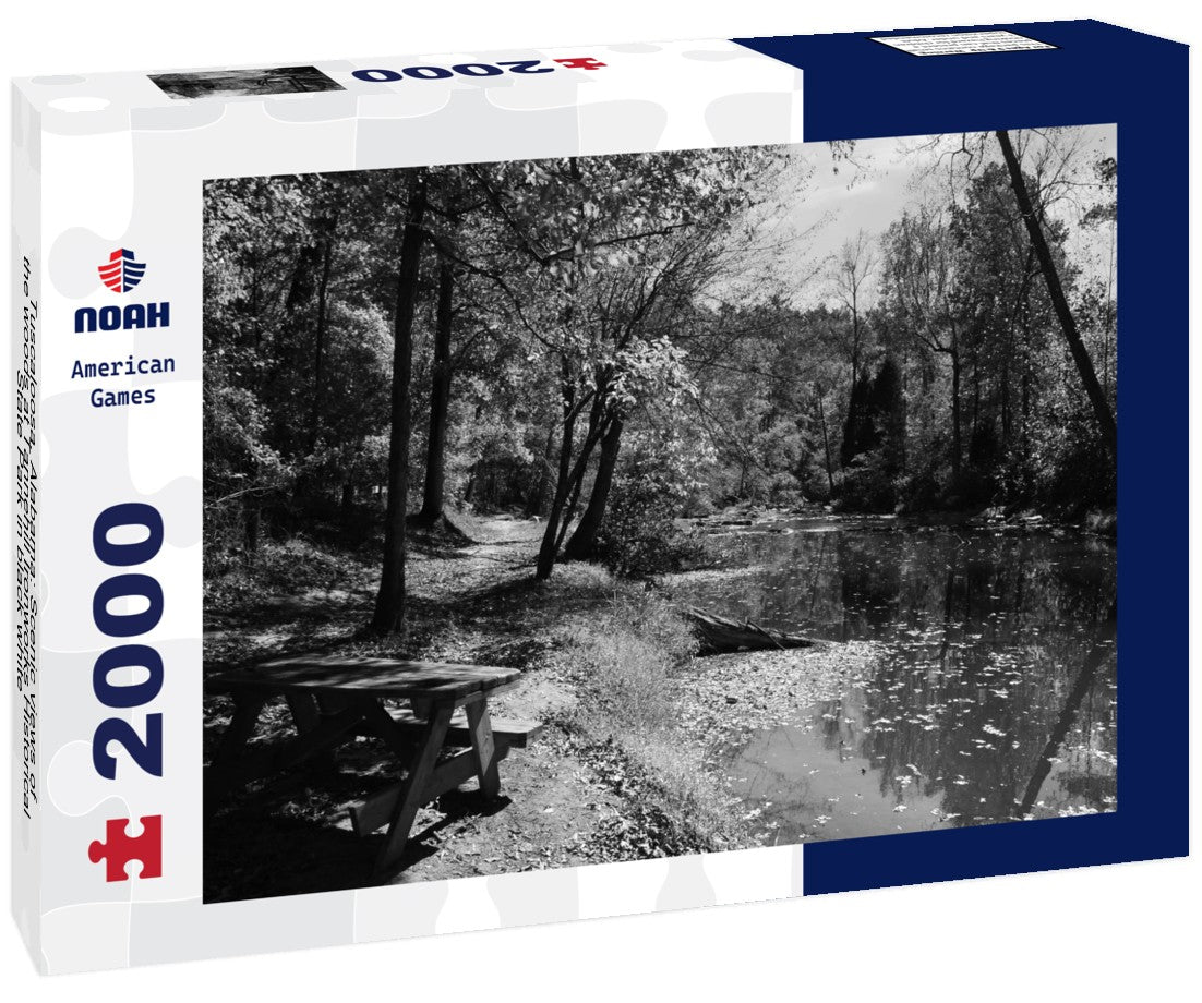 Tuscaloosa, Alabama: Scenic views of the woods at Tannehill Ironworks Historical State Park 2000pc PuzzleBlack and White