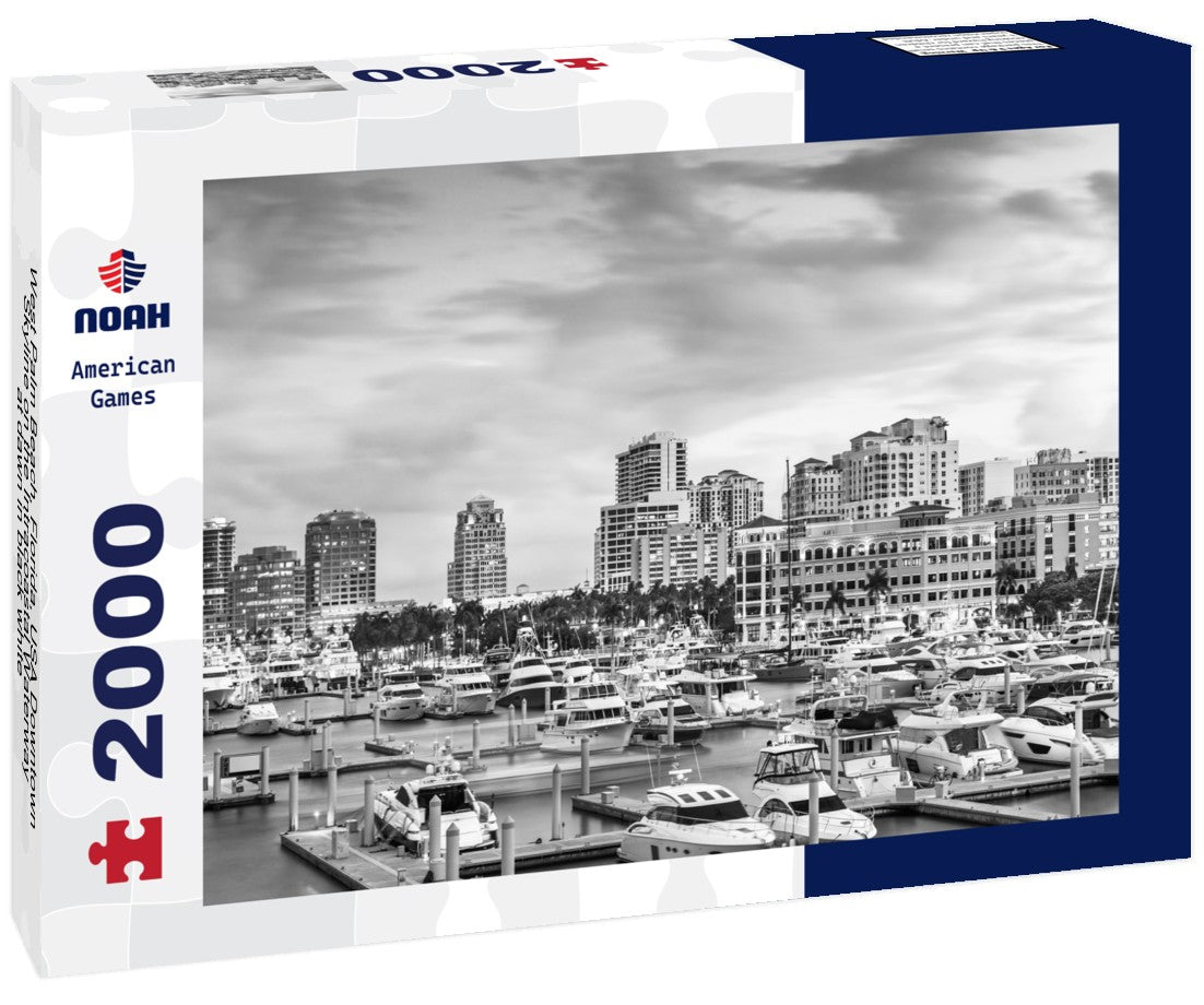 West Palm Beach, Florida, USA Downtown Skyline on the Intracoastal Waterway at dawn 2000pc PuzzleBlack and White