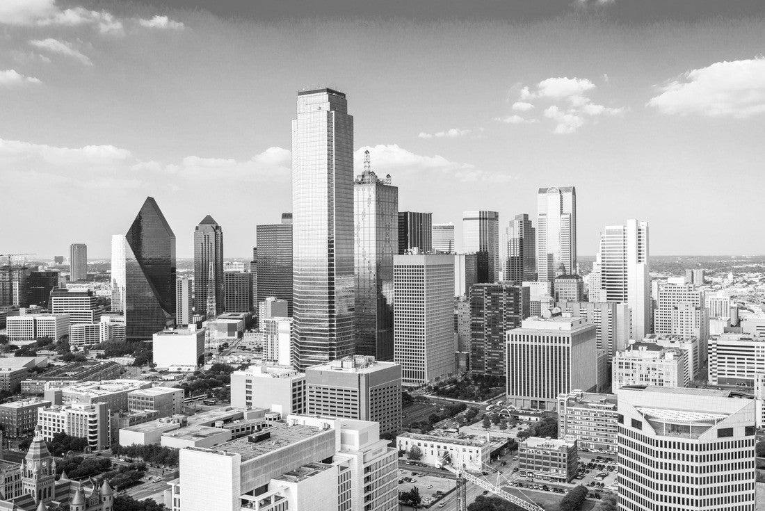 Dallas, Texas, USA City Skyline 2000pc PuzzleBlack and White