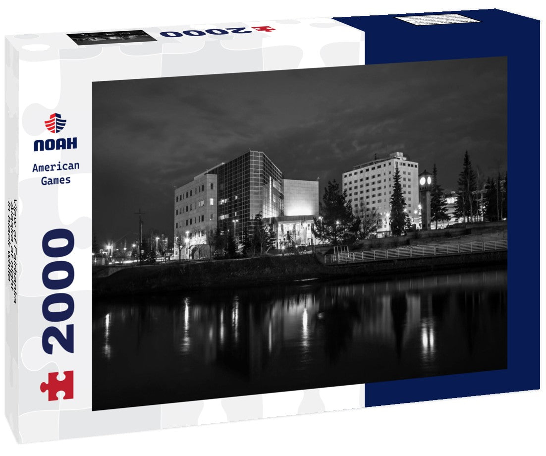 Fairbanks, Alaska at night 2000pc PuzzleBlack and White