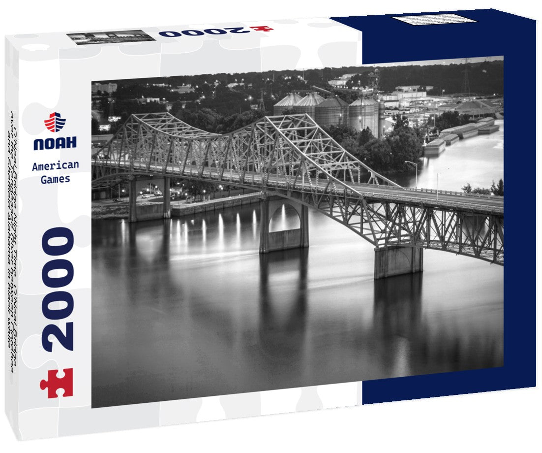O'Neal Bridge Night Time. O'Neal Bridge over the Tennessee River between Florence and Sheffield Alabama 2000pc PuzzleBlack and White