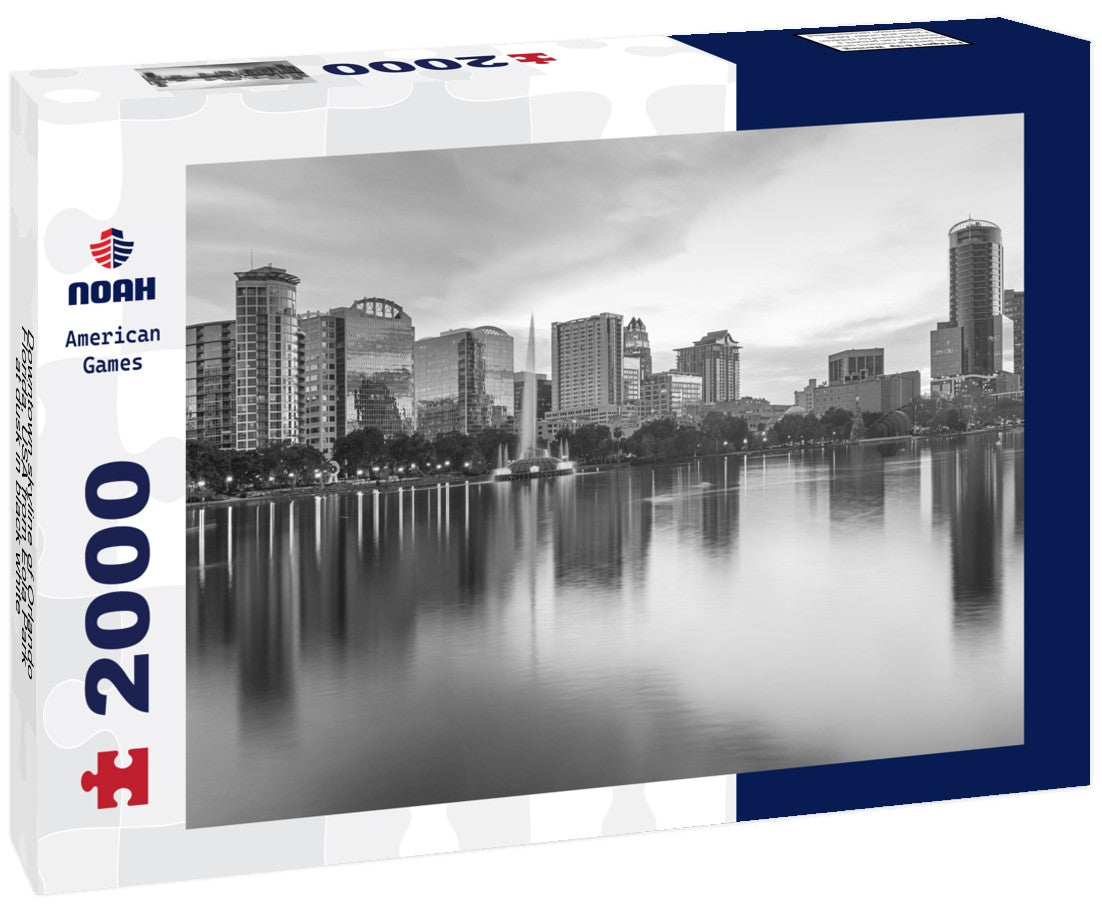 Downtown skyline of Orlando, Florida, USA from Eola Park at dusk 2000pc PuzzleBlack and White