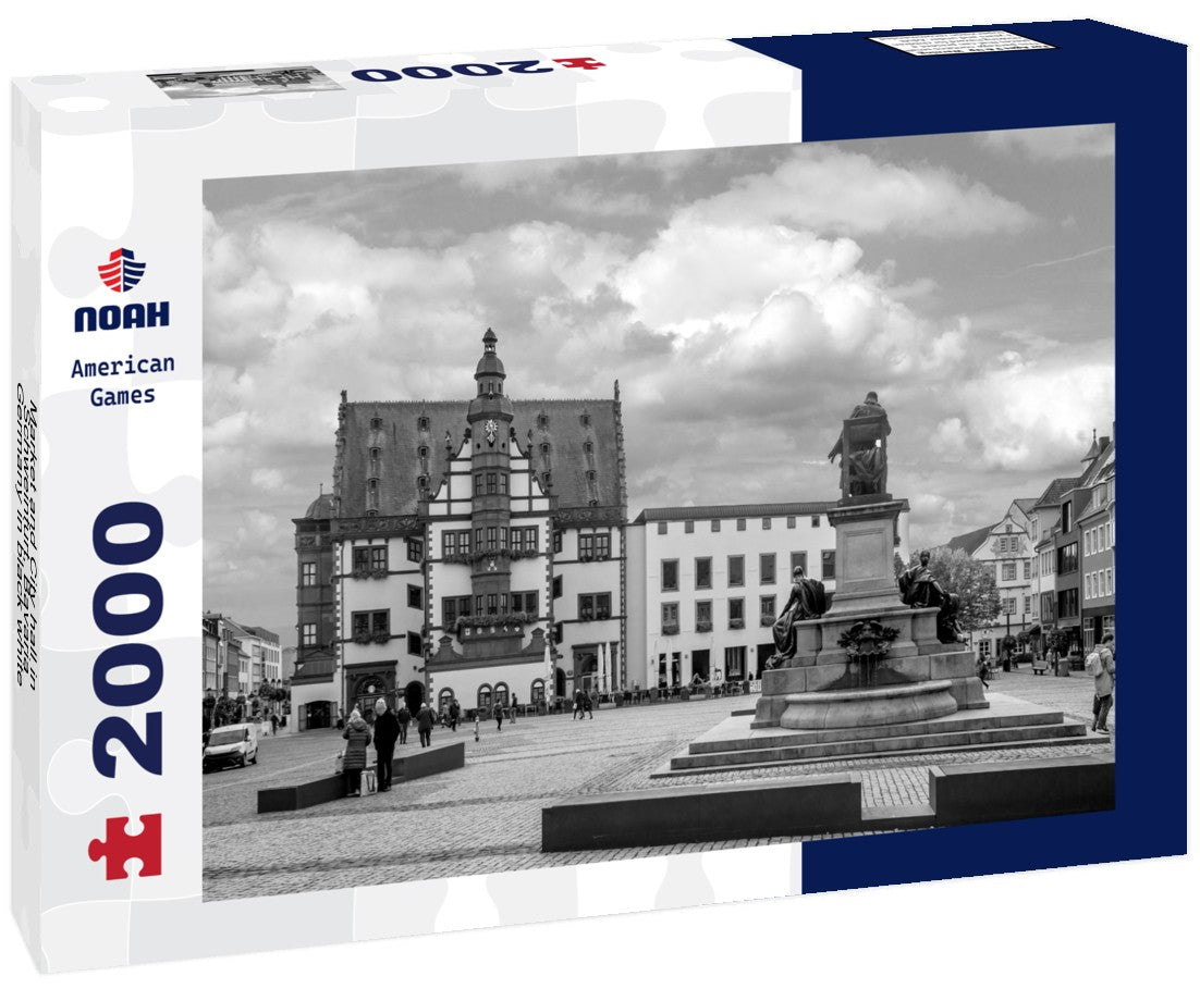 Market and City hall in Schweinfurt, Bavaria, Germany 2000pc PuzzleBlack and White