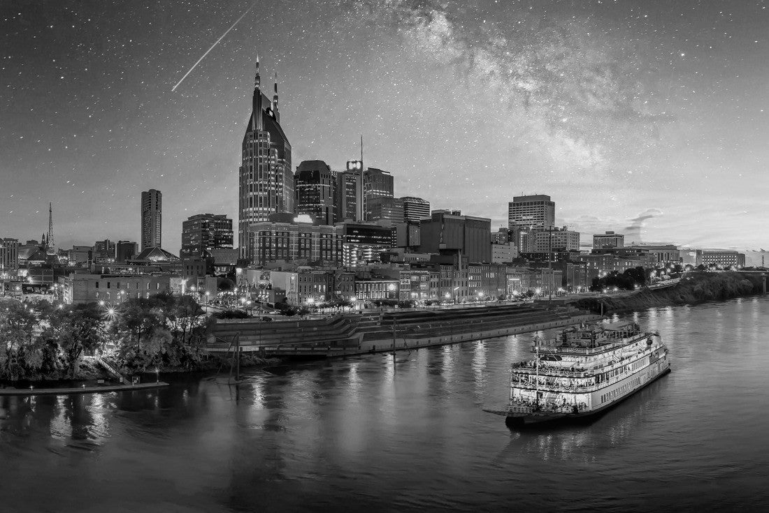 Nashville skyline with Milky Way galaxy 2000pc PuzzleBlack and White