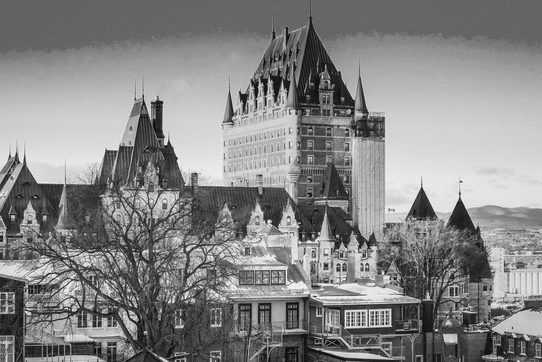 City view of Quebec City on the St Lawrence River and colorful sky at dusk 2000pc PuzzleBlack and White
