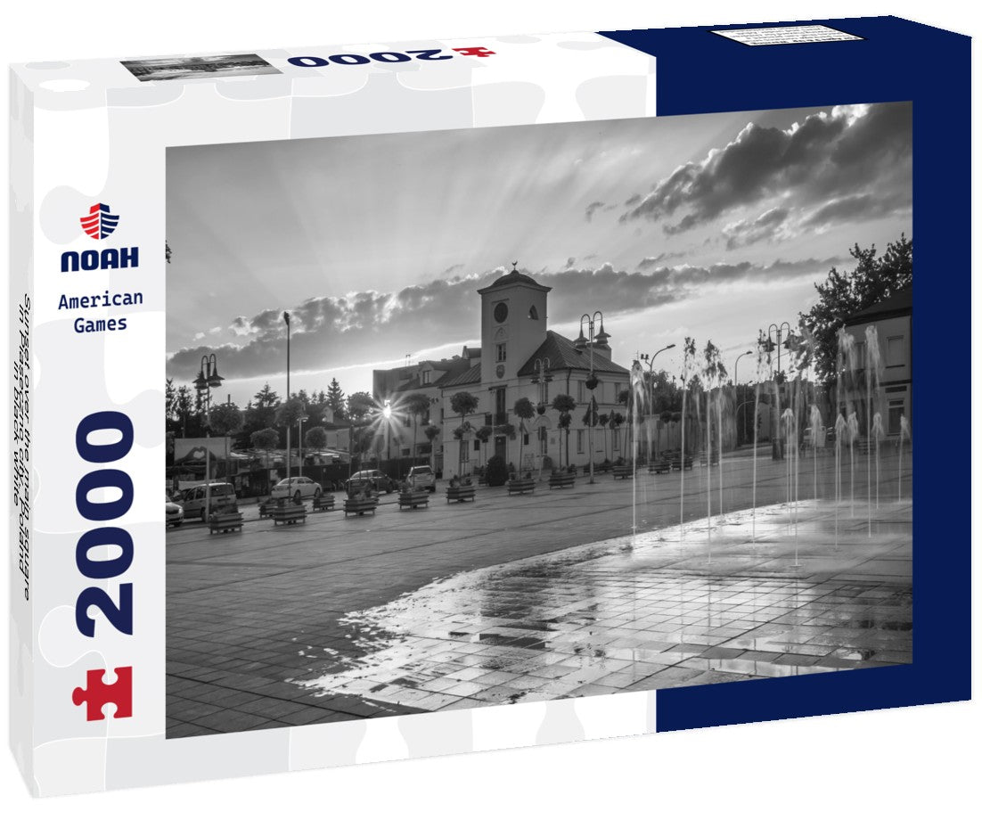Sunset over the main square in Piaseczno city, Poland 2000pc PuzzleBlack and White