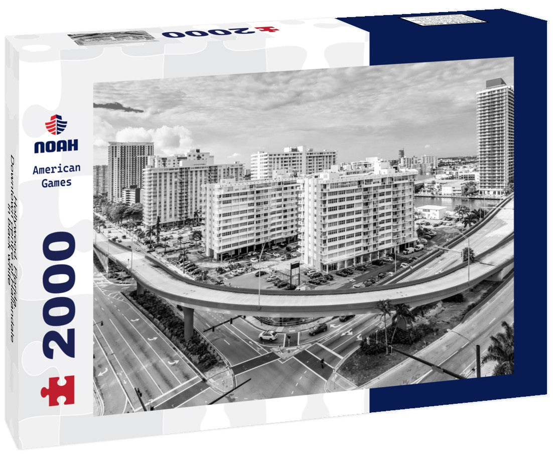 Hollywood, Florida. Downtown centre of Hallandale 2000pc PuzzleBlack and White
