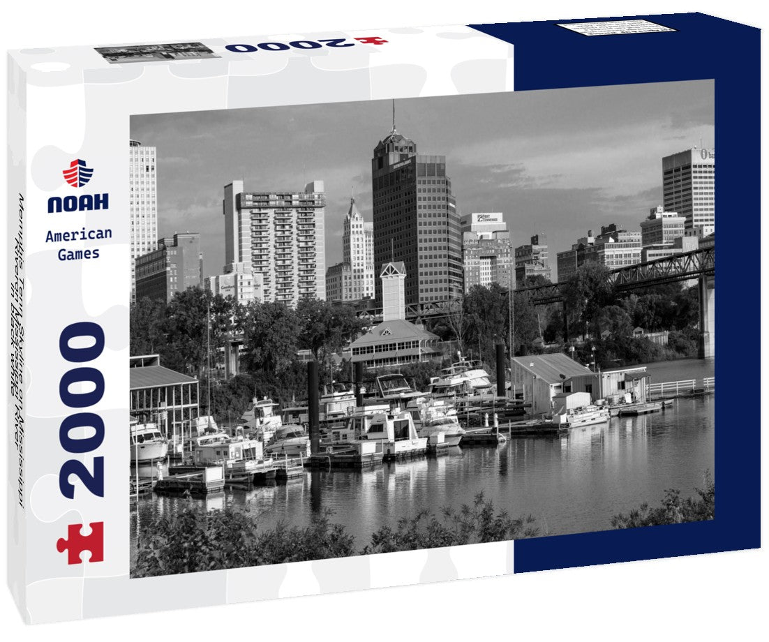 Memphis Tenn Skyline on Mississippi Riveron Mississippi River 2000pc PuzzleBlack and White