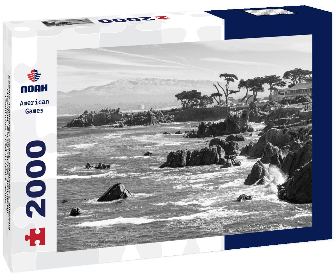 Scenic Monterey coast, beautiful California coastline, Pacific Grove, Monterey, California, USA 2000pc PuzzleBlack and White