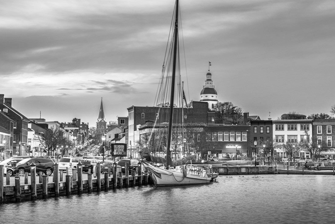Annapolis, Maryland, USA from Annapolis Harbour at sunset 2000pc PuzzleBlack and White