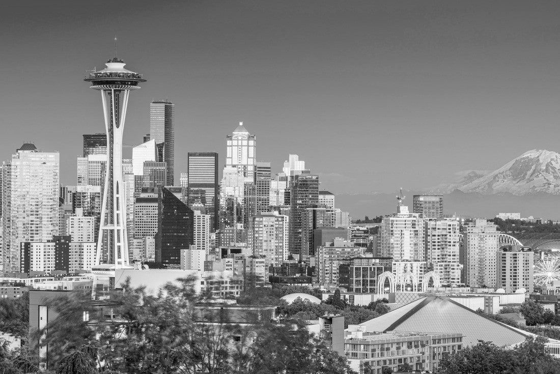 Noah Jigsaw Puzzle Seattle, Washington, USA downtown city skyline at dusk in black white 2000 pieces