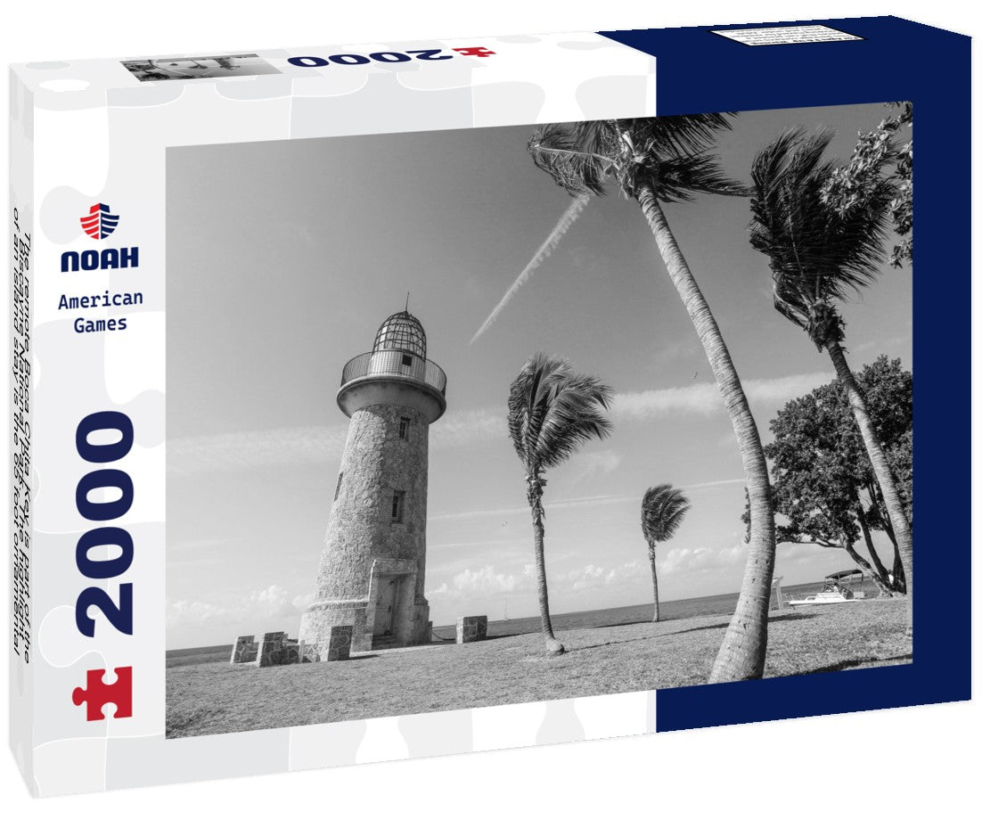 The remote Boca Chita Key is part of the Biscayne National Park. The highlight of an island stay is the 65 foot ornamental lighthouse 2000pc PuzzleBlack and White