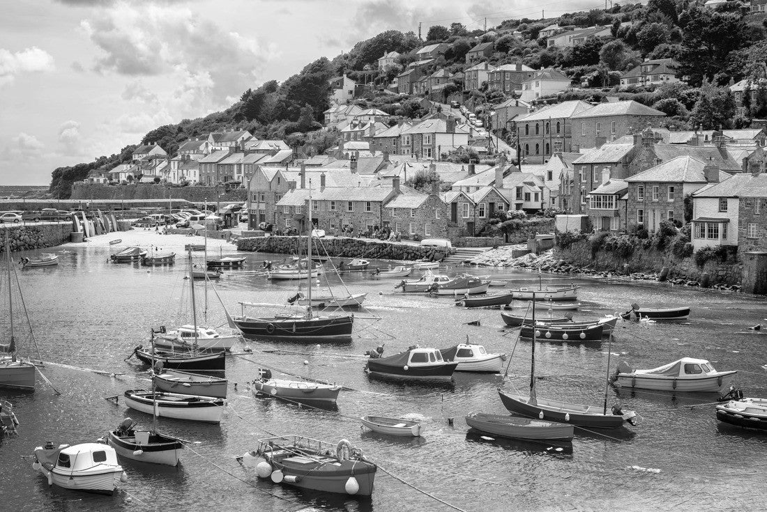 Village Mousehole and fishing port in Cornwall, England, United Kingdom. Mousehole is located in Cornwall 2000pc PuzzleBlack and White
