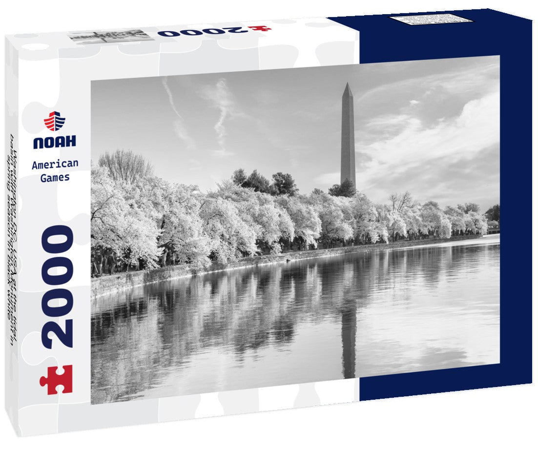 Washington DC, USA at the tidal basin with Washington Monument in spring season 2000pc PuzzleBlack and White